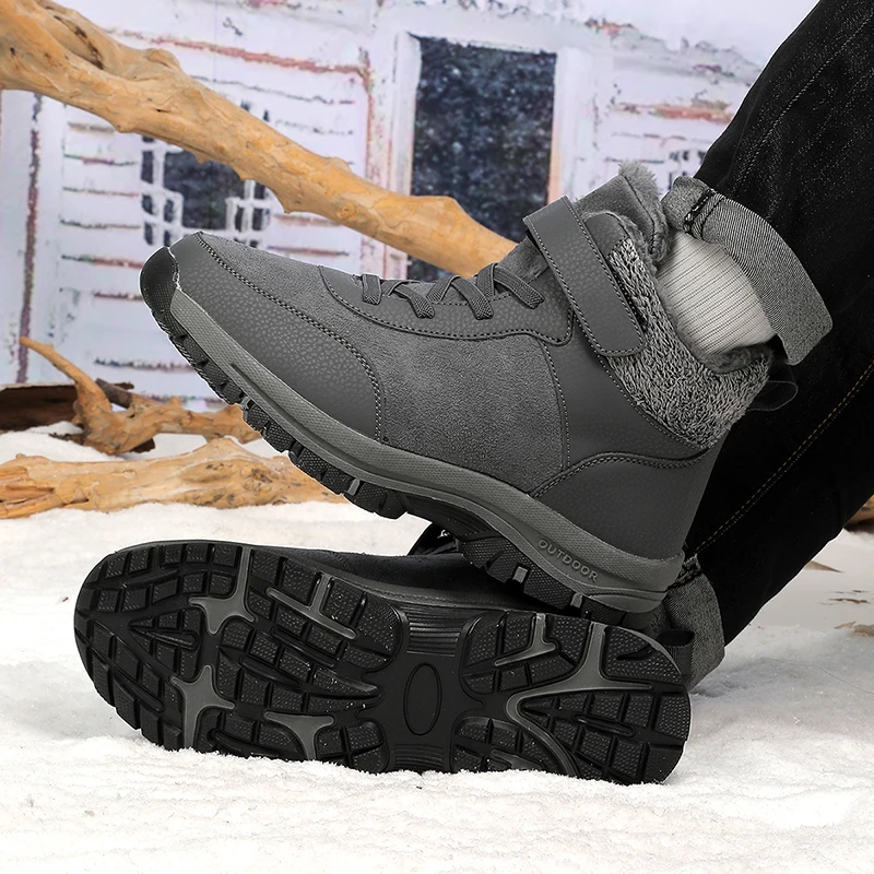 

Artificial Fur Lined Ankle Boots, Men's Mid Top Sports Shoes, Outdoor Non Slip Hiking Boots, Women's Winter Shoes Hunting Boots