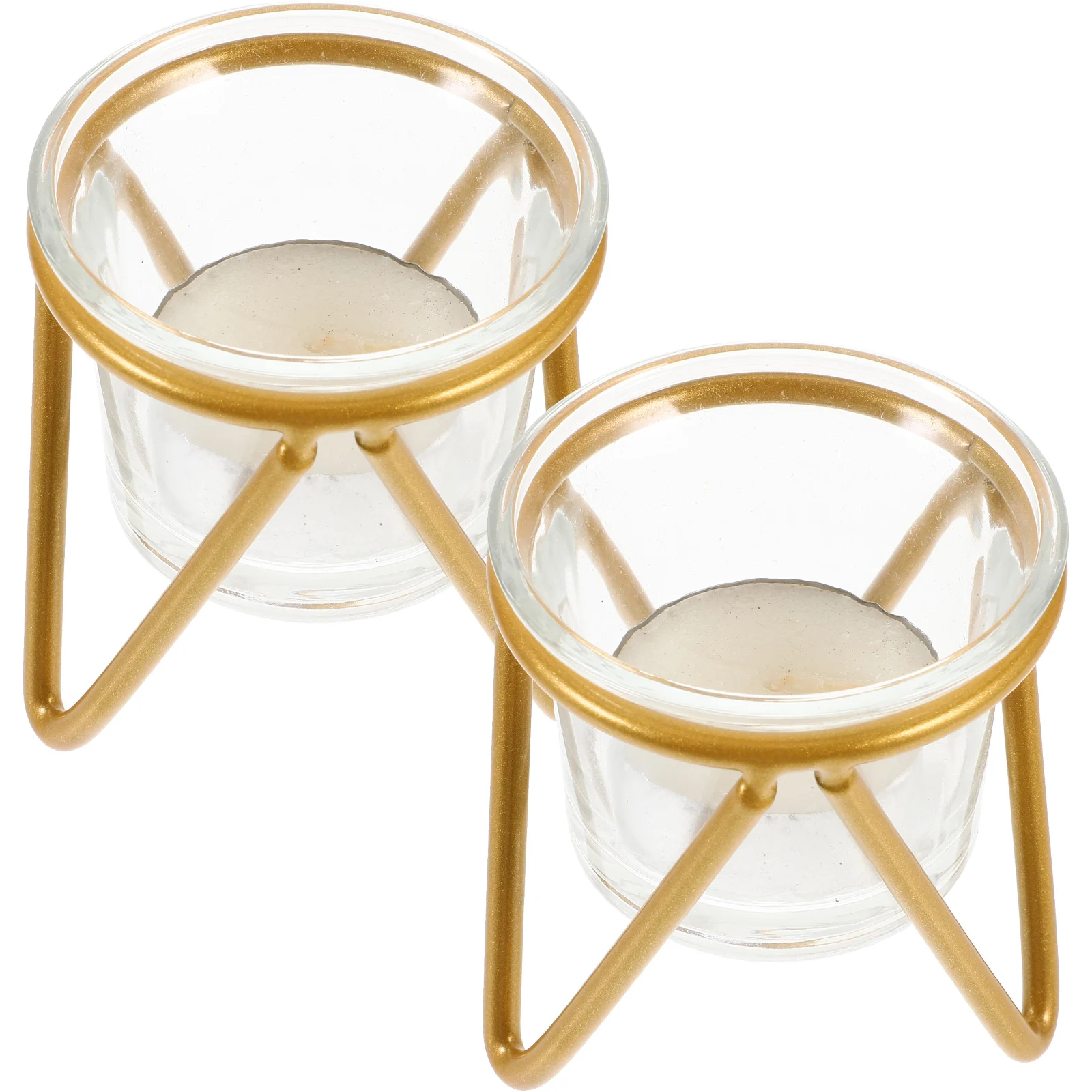 

2Sets Wrought Iron Holder Simple Creative Shape Long Burning Portable Desktop Decor for Photography Props Aromatherapy