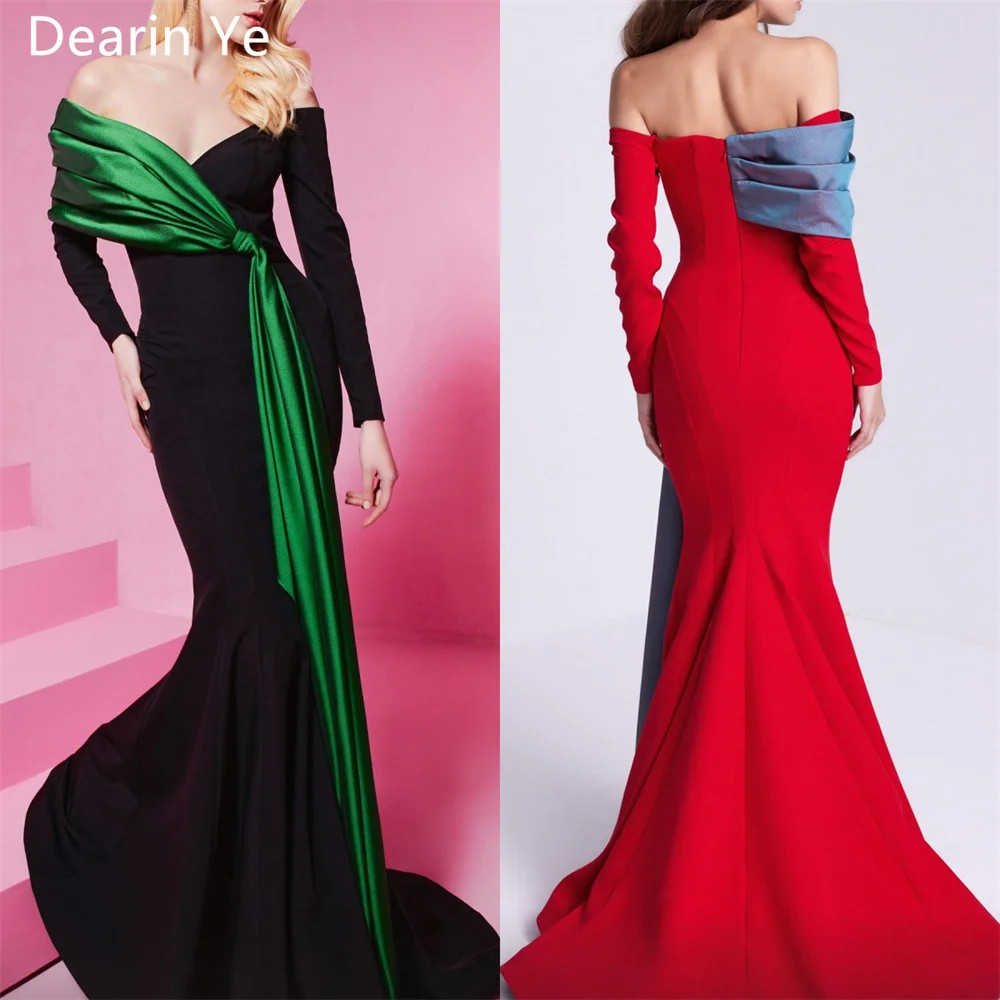 

Customized Saudi Arabia Prom Dress Dearin V-neck Mermaid Floor Length Skirts Ribbon Bespoke Occasion Dresses Formal Evening Gown