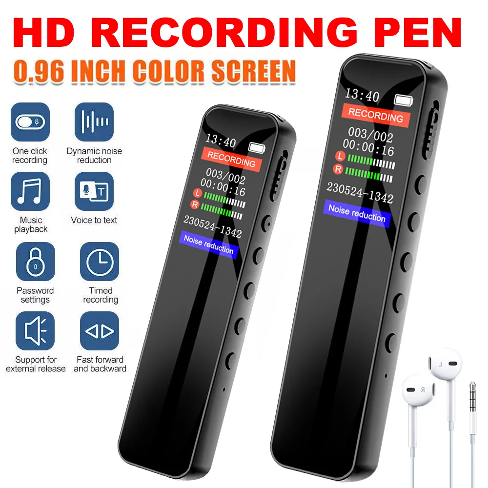 

16-64 ГБ высококачественный цифровой аудиодиктофон с цветным экраном, звуковой цифровой диктофон, диктофон