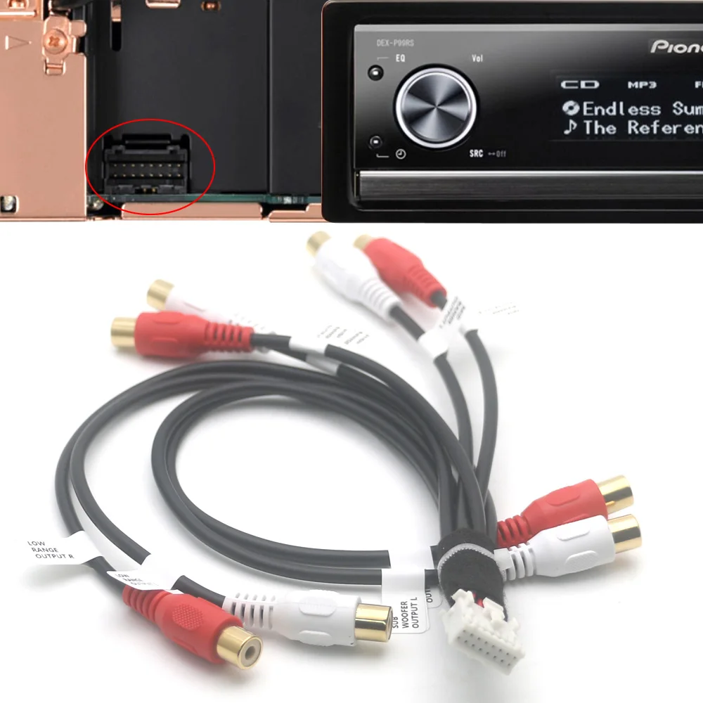 16 Pin Car Stereo Radio Subwoofer Mid High Low Range Out RCA Cable