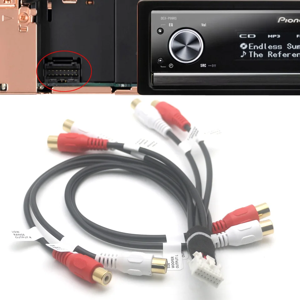 16 Pin Car Stereo Radio Subwoofer Mid High Low Range Out RCA Cable