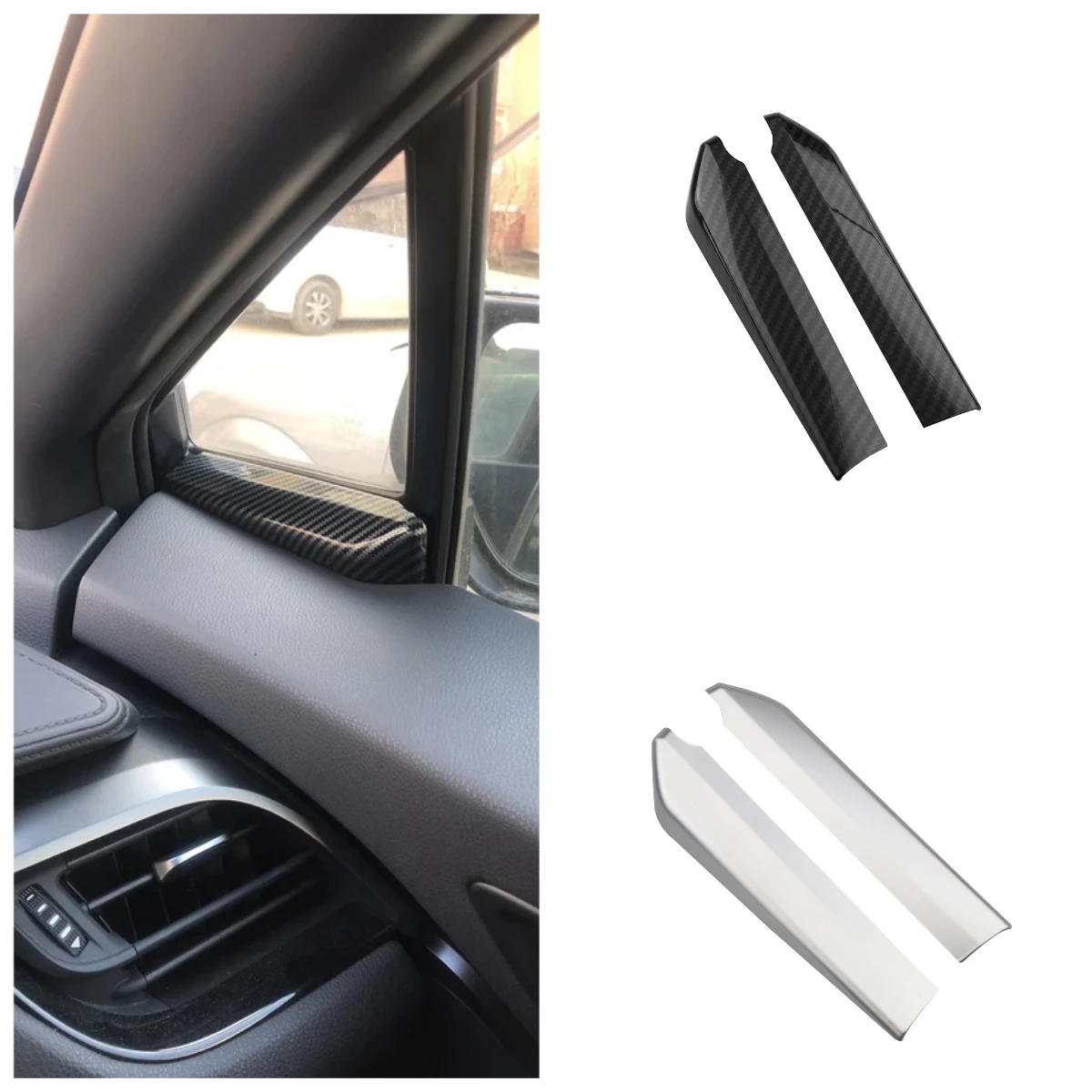 1 Pair Car Door Window A Pillar Post Cover Trim Molding Fit for Toyota C-HR CHR 2016 2017 2018 2019 2020 ABS Accessories