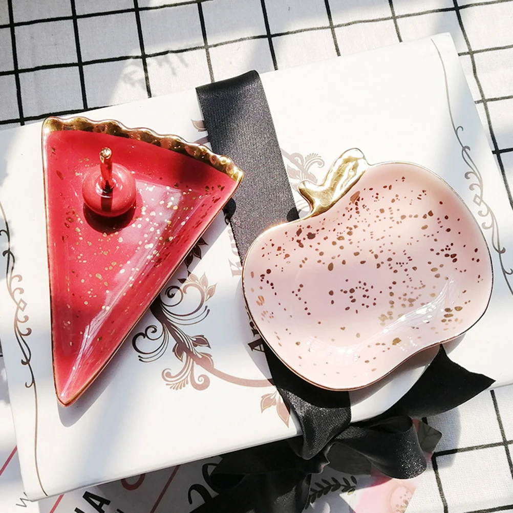 صينية تخزين المجوهرات الخزفية منظم على شكل البطيخ للخواتم والأقراط والأساور وحامل المجوهرات الصغيرة طبق الهدايا