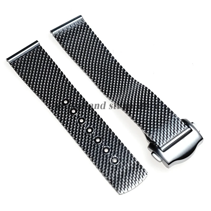 Hochwertiges 20-mm-Uhrenarmband aus Edelstahl für Omega Seamaster 007 Milanese Mesh Metallarmband Faltschließe Bandzubehör