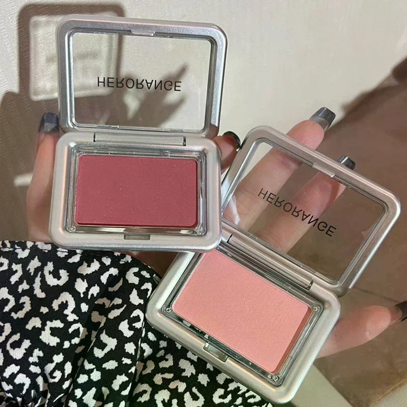 HERORANGE Monochrome Matte Blusher Palette Soft Silky Cheek Natural Facial Rouge Plate Nude Low Saturation Powder Blusher Disk