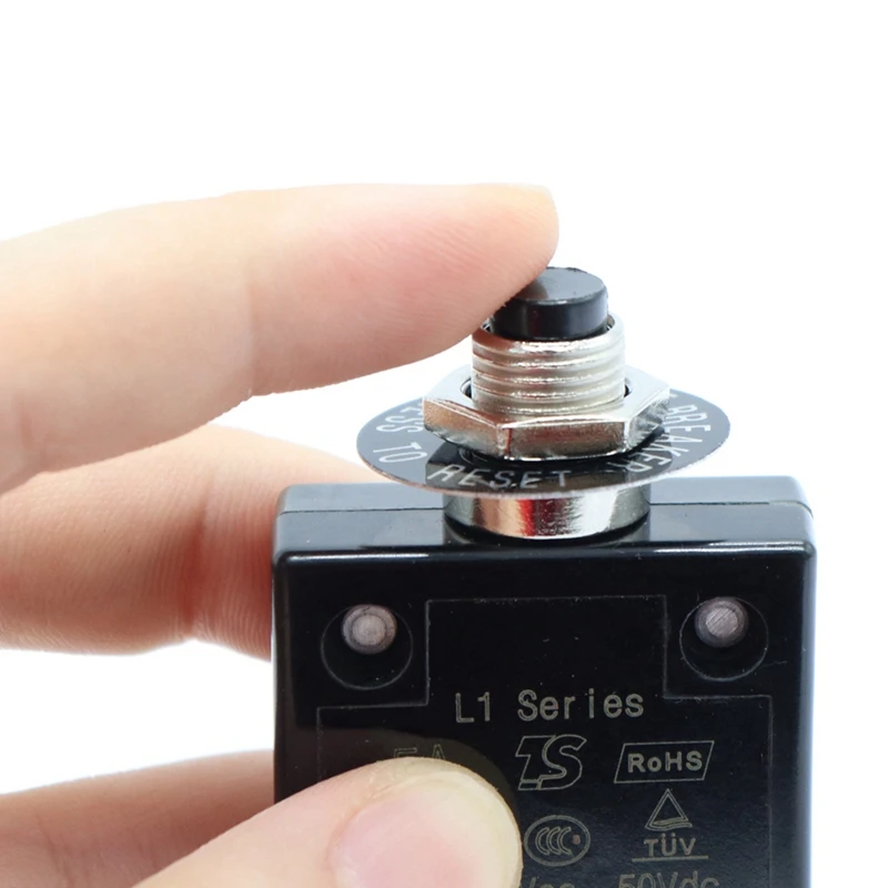 1X Circuit Breaker 12V/24V Push Button Resettable Thermal Circuit Breaker Panel Mount With Waterproof Cap