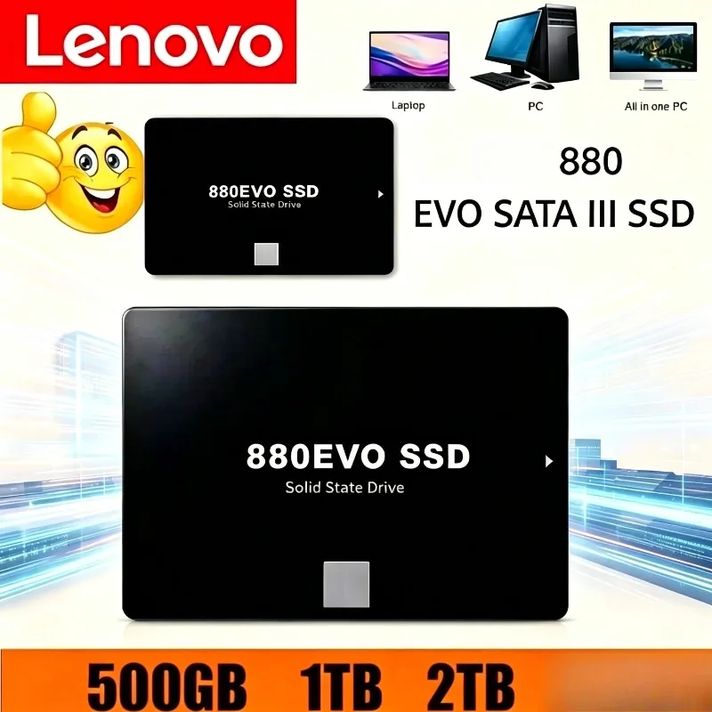 

Внутренний твердотельный накопитель Lenovo 880 EVO 500 ГБ, 1 ТБ, 2 ТБ, 4 ТБ, SSD SATA3 2,5 дюйма для ноутбуков, настольных ПК и микрокомпьютеров