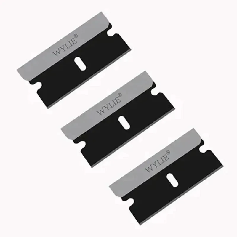 WYLIE WL-009 100Pcs Black Single Edge Blade Durable Sharp Razor for Phone Middle Frame Cover Rear Glass Scraping Pry Repair Tool