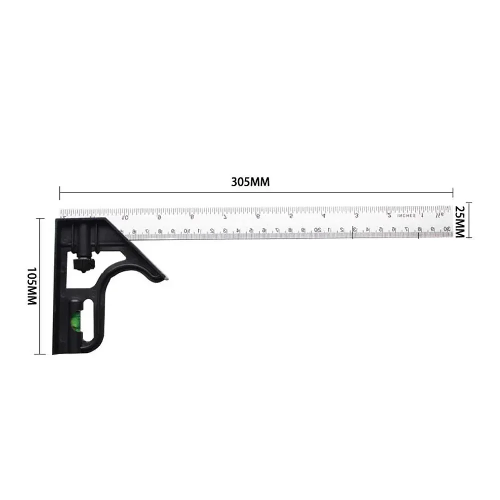 

300MM 90 Degree Adjustable Combination Square Angle Ruler Metric Ruler Finder Protractor Level Multifunctional Gauge Measuring