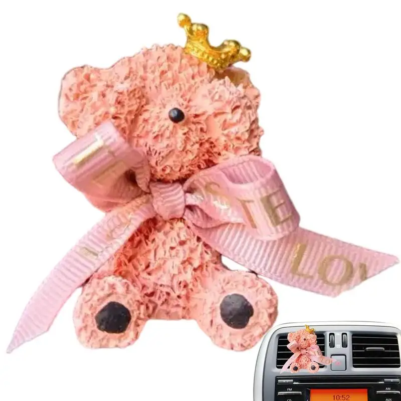 Car Fragrance Vent Clip Bear With Bow Aromatherapy Scent Diffusers Oil Diffuser Aromatherapy Stylish Fragrance Accessories Chic