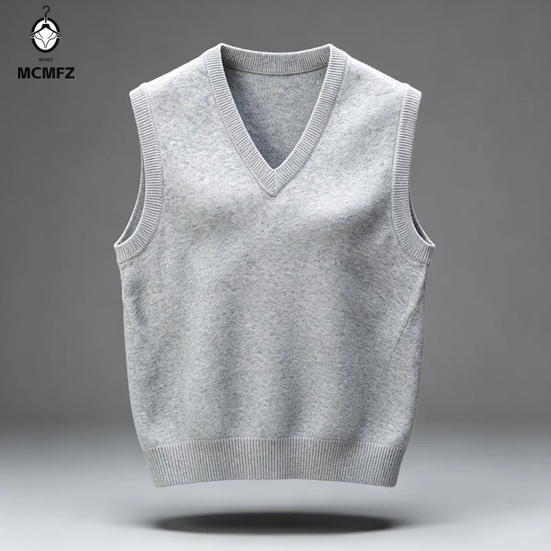 Mens Sleeveless Knitted Pullover Classic V Neck Texture Stretch Fabric Casual Daily Male Warm Waistcoat Clothing