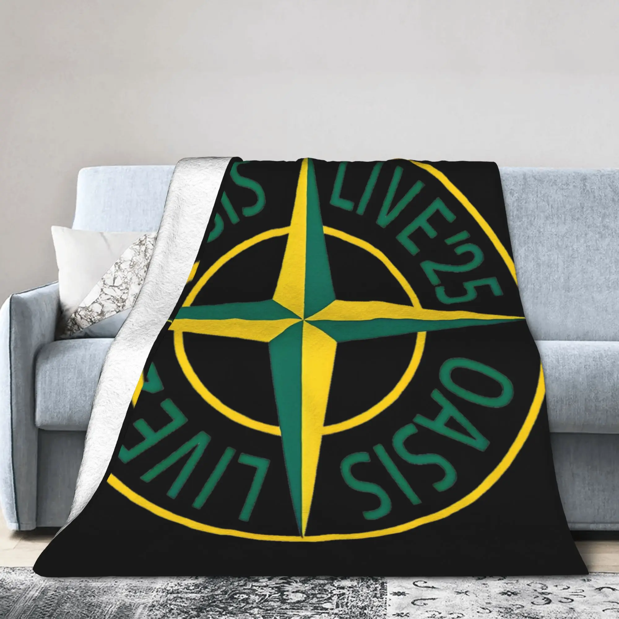 O-Oasis Live '25 Tour Compass Logo Blanket Fleece All Season  Portable Super Warm Throw Blanket for Sofa Office Bedding Throws