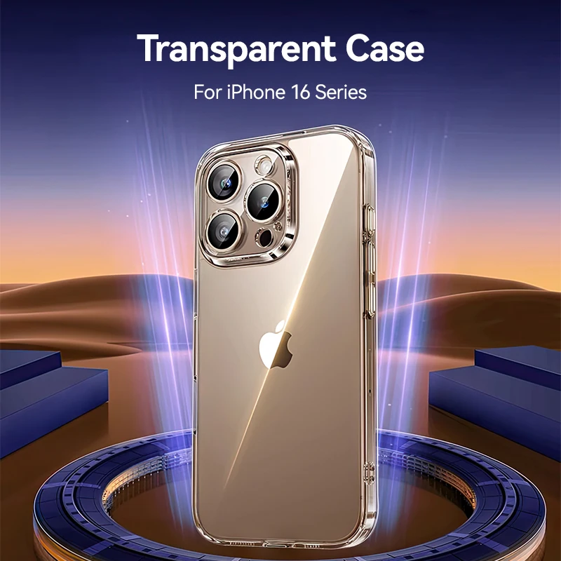 Joyroom For iPhone 16 Pro Max Case Lens Protection Anti-Yellow Cover For iPhone 16 Pro 15 Pro Max Transparent Shockproof Case