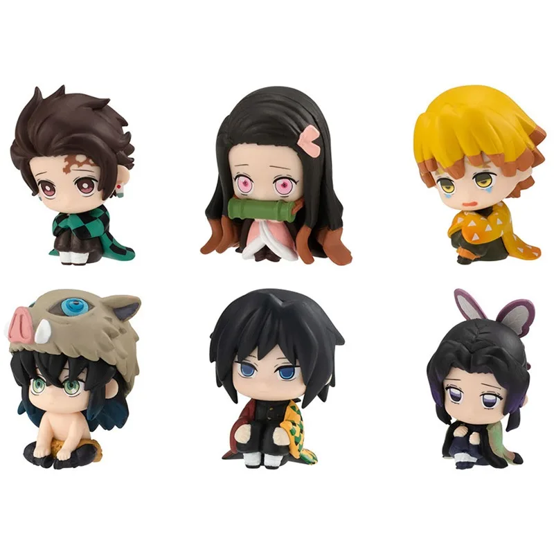 Demon Slayer Gashapon — Tanjiro, Inosuke, Giyu, Nezuko, Zenitsu — Cross — фигурки ожидания на ногах