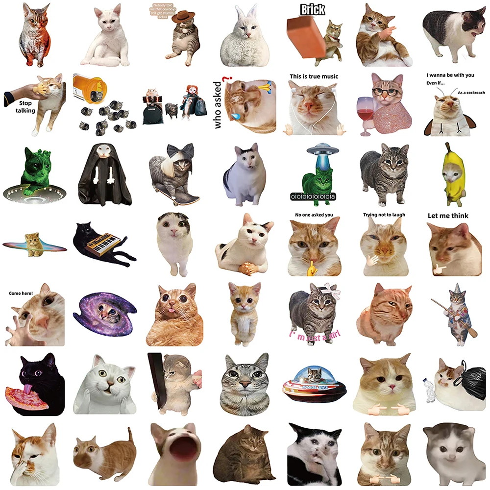 10/30/50/100 pçs engraçado bonito gato meme adesivos kawaii dos desenhos animados gatinho adesivo diy portátil bagagem telefone graffiti decalques decoração