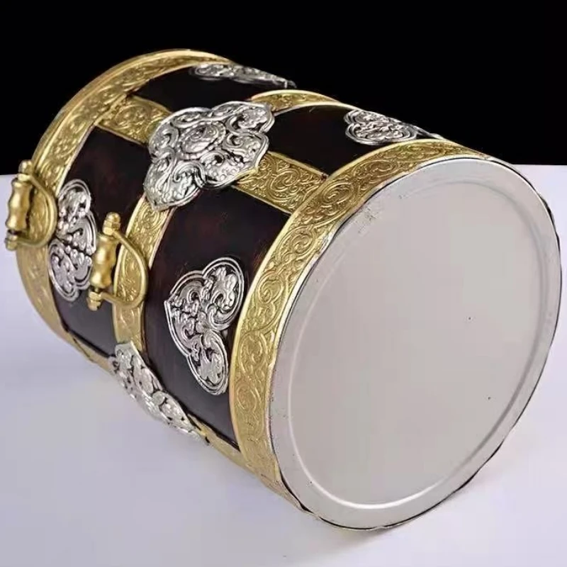 Tibetan Copper Jar,Engraving Eight Auspicious Nepal Food Organizer Buddhism Handicraft Storage Box,Buddhist Item Home Decorative