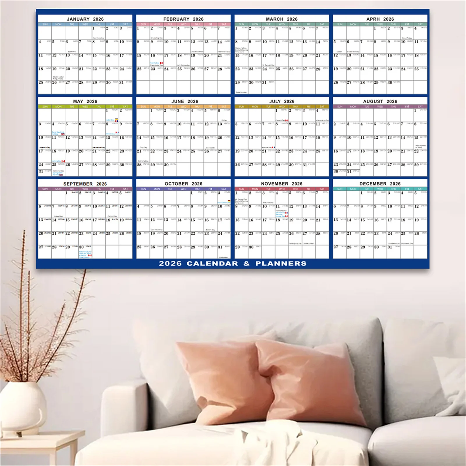 

365 Days Erasable Wall Calendar Whiteboard Reusable Countdown Planner Schedule Tracker for Home Office School Organization