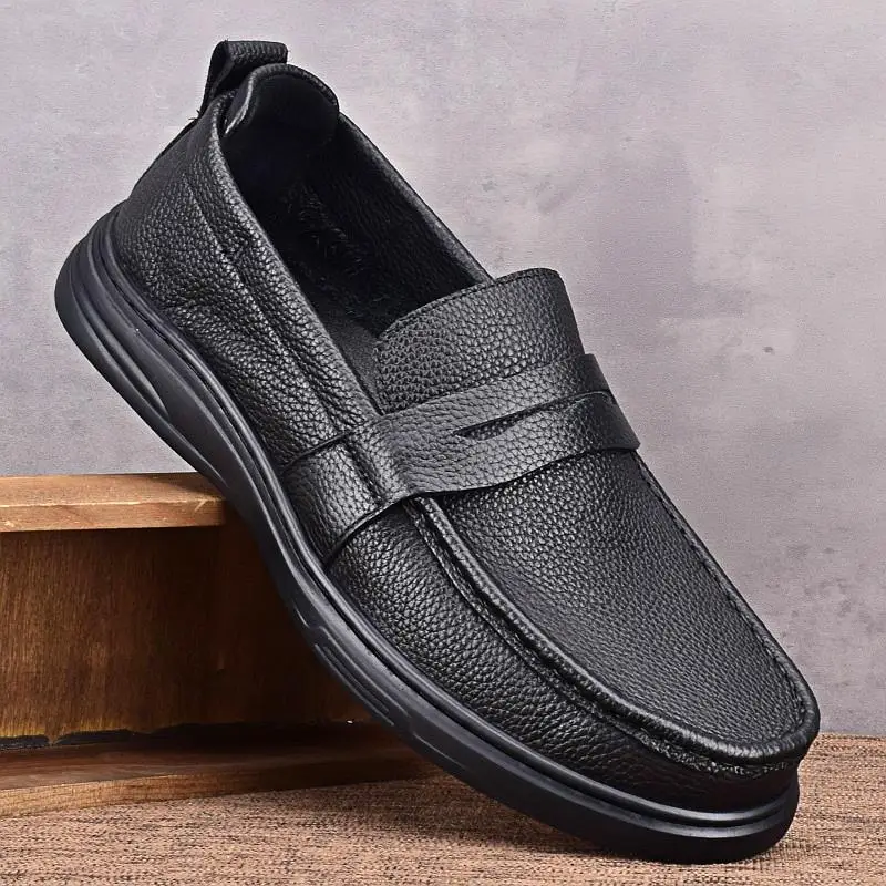 

DMXUXM Casual Leather oes Men's Soft Bot Slip-On round Toe Breathable Summer Faion Single oes Chinese Production