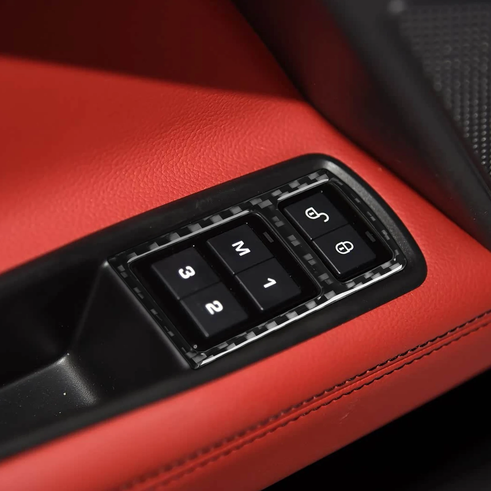 For Jaguar XE 2016-2019 Carbon Fiber Seat Memory Door Lock Switch Frame Panel Cover Decorative Car Accessories Interior Sticker