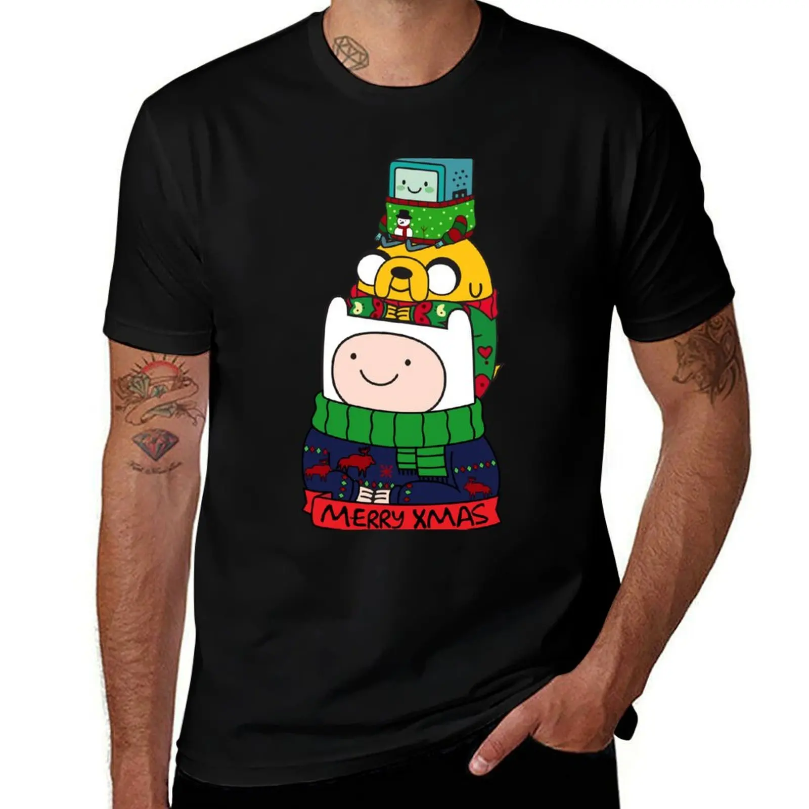 

Finn Jake BMO Xmas T-Shirt oversized t shirt custom shirt graphic t shirt vintage topping Men's t shirts