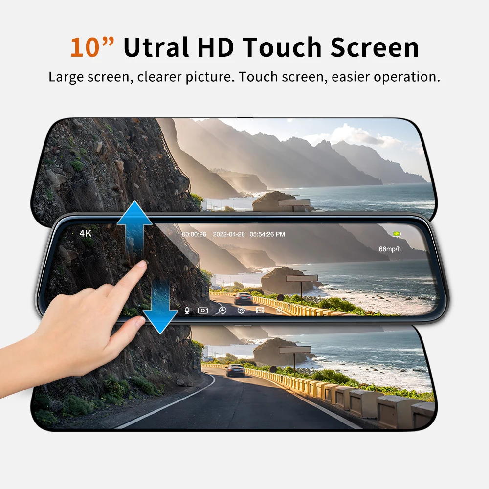 Автомобильный видеорегистратор-зеркало ThiEYE 4K, видеорегистратор с двумя объективами, сенсорным экраном, GPS-навигацией, камерой заднего вида Full Hd 1080P, регистратор с приводом заднего вида