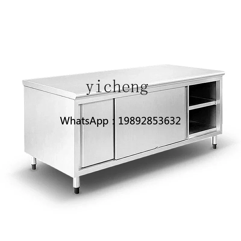 Z1 stainless steel charging table commercial countertop kitchen console sliding door locker chopping board white steel