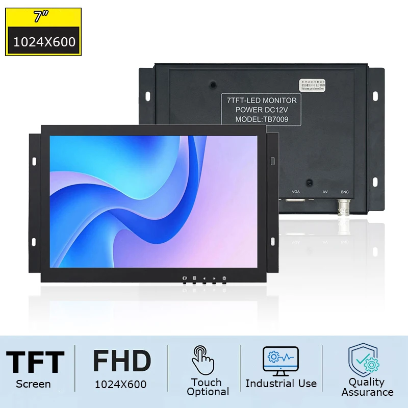 7 Inch1024x600 Small Cheap Open Frame Wall Mounted Resistive/Capacitive Touch Monitor Support Raspberry Pi With VGA HD Input