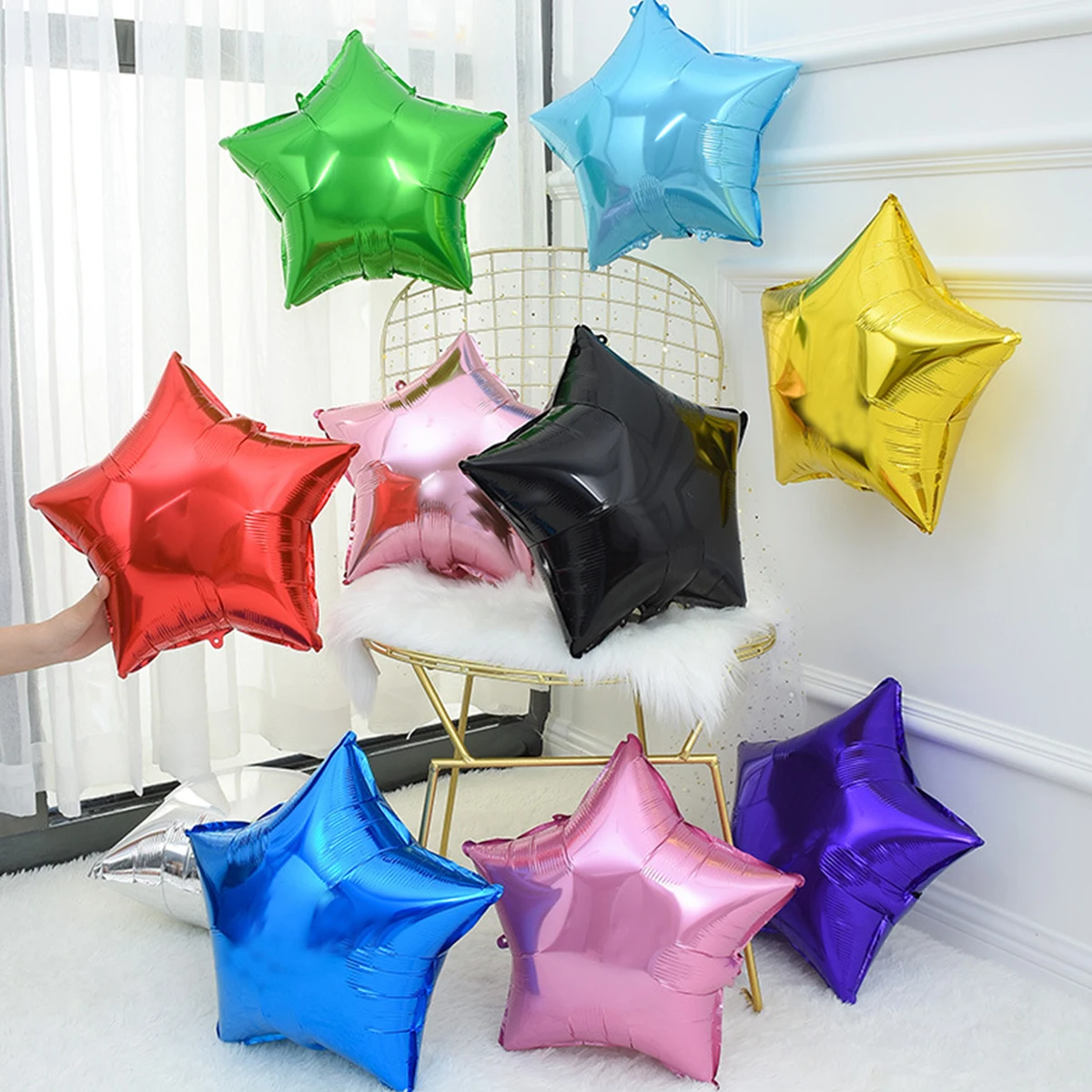 10pcs 18inch Star Foil Balloons Helium Balloon Children toy Gift 1st Birthday Party Wedding Decorations kids Globos Baby Shower