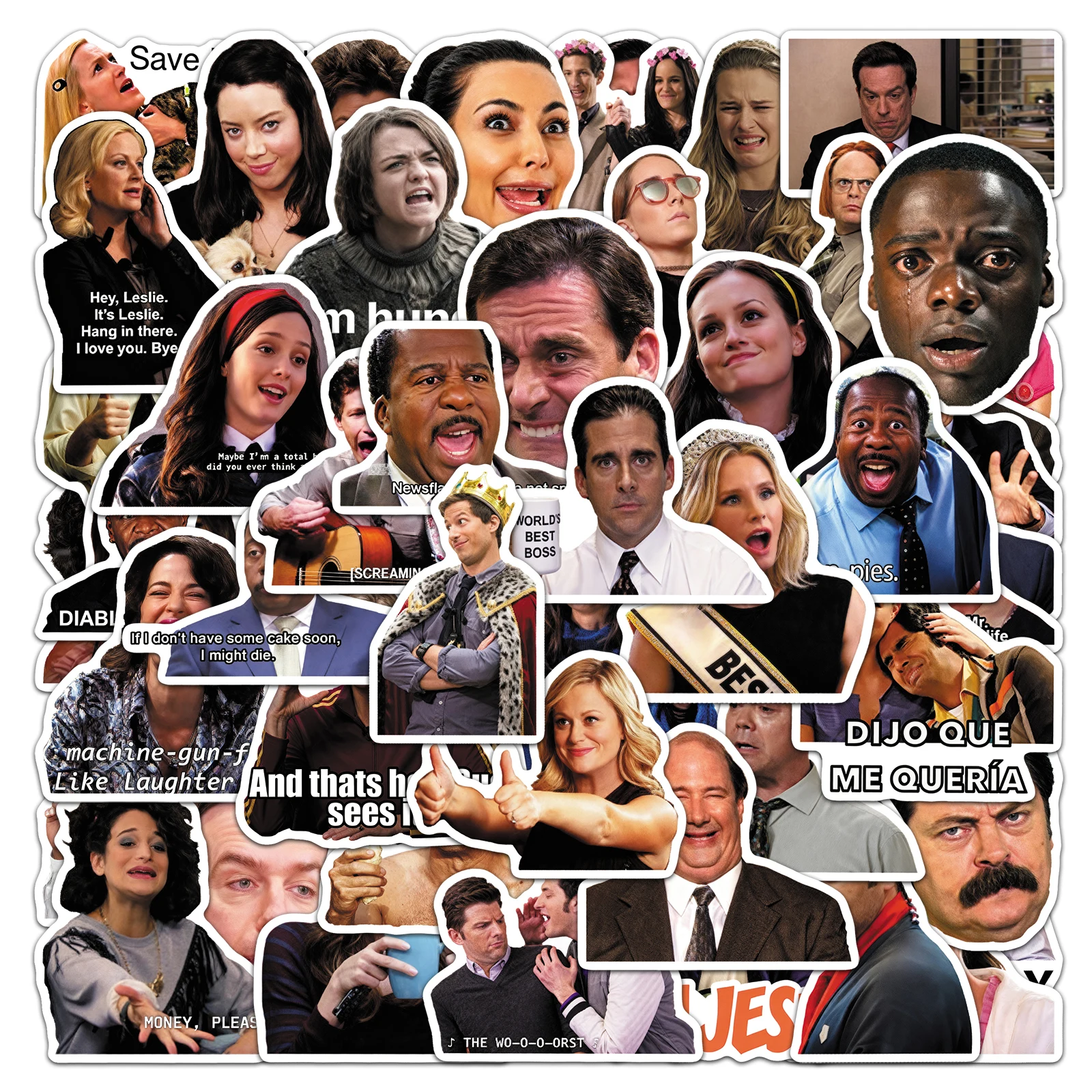 50 قطعة من التعبيرات الكلاسيكية اللطيفة من المسلسلات التلفزيونية الأمريكية، ملصق كارتوني لطيف مقاوم للماء للتزلج على الجليد، ملصق منزلي قديم #1