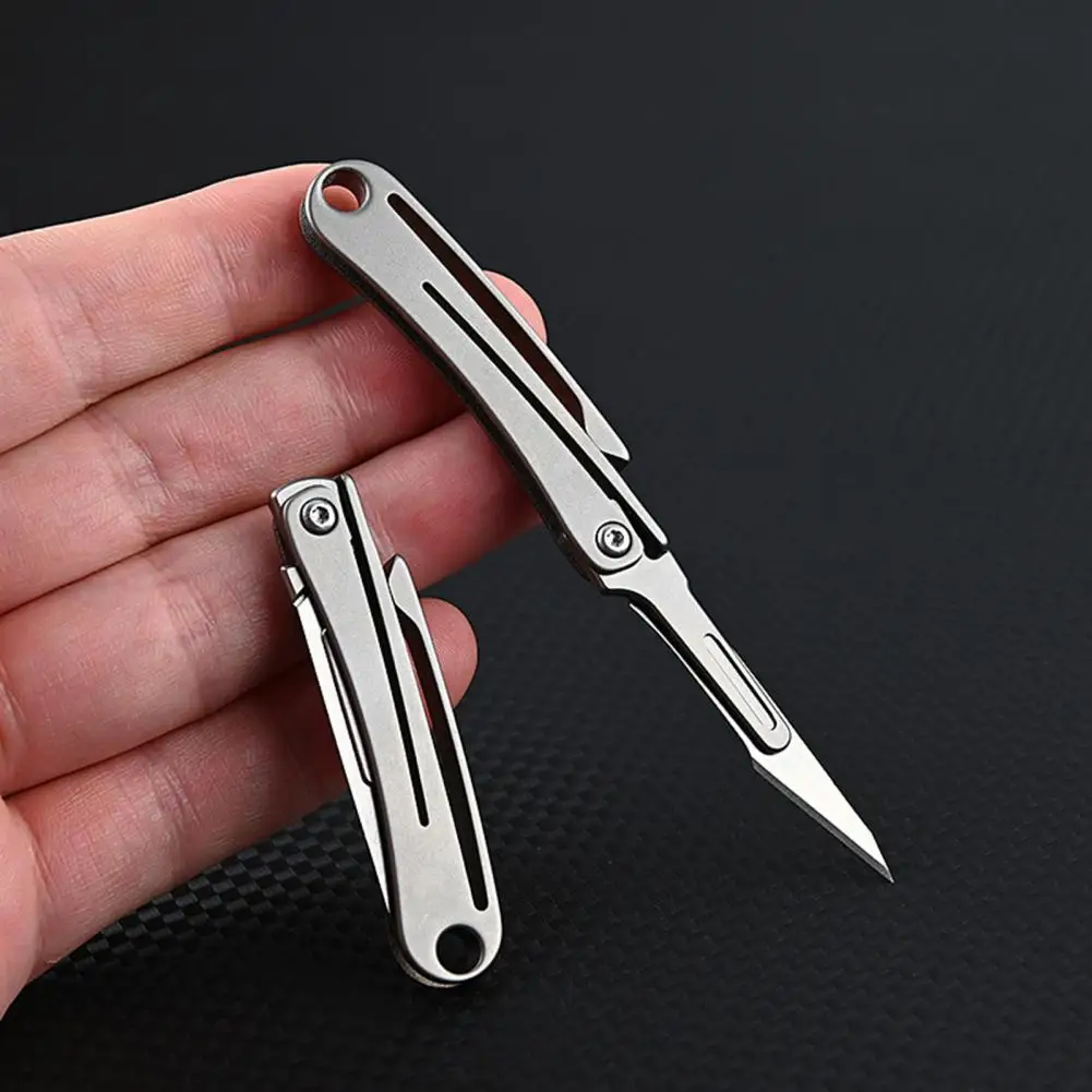 

Pocket Cutter 1 Set Wear-resistant Foldable Titanium Alloy Mini Artisan Paper Cutter Hunting Use