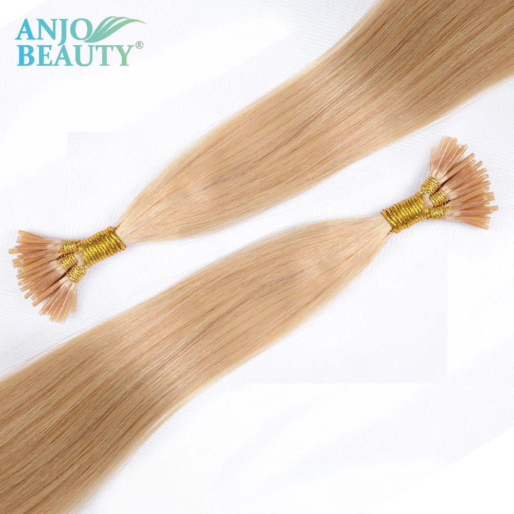 Straight Keratin Human Hair Extension By Fusion Flat Tip  1g Strands 50pcs/100pcs  Natural Black Blonde Hair Extension