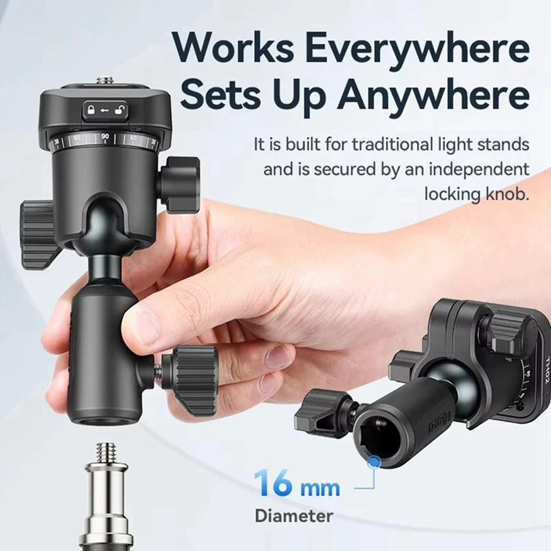 -MEOF Ulanzi TH02 Testa a sfera Uka con 360 °   Panoramica, sgancio rapido, commutazione orizzontale a verticale per fotocamere DSLR
