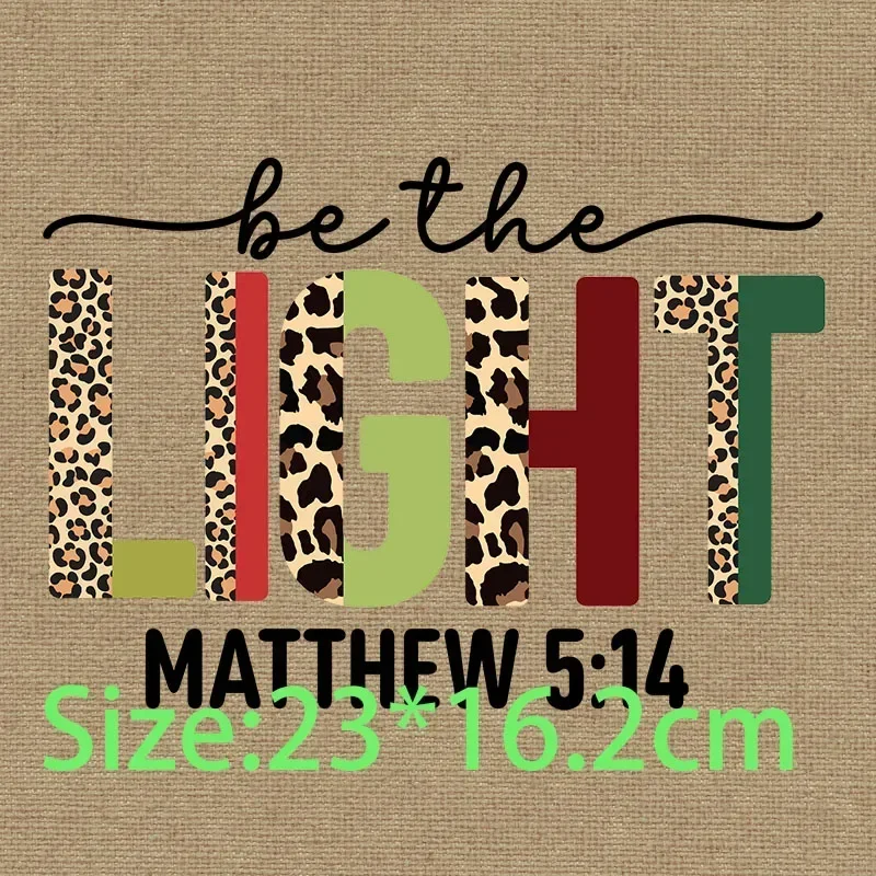 Be The Light Matthew Faith Over Fear Leopard Letter Fashion Retro Punk Pray on It Pray Through patch thermocollant custom patch