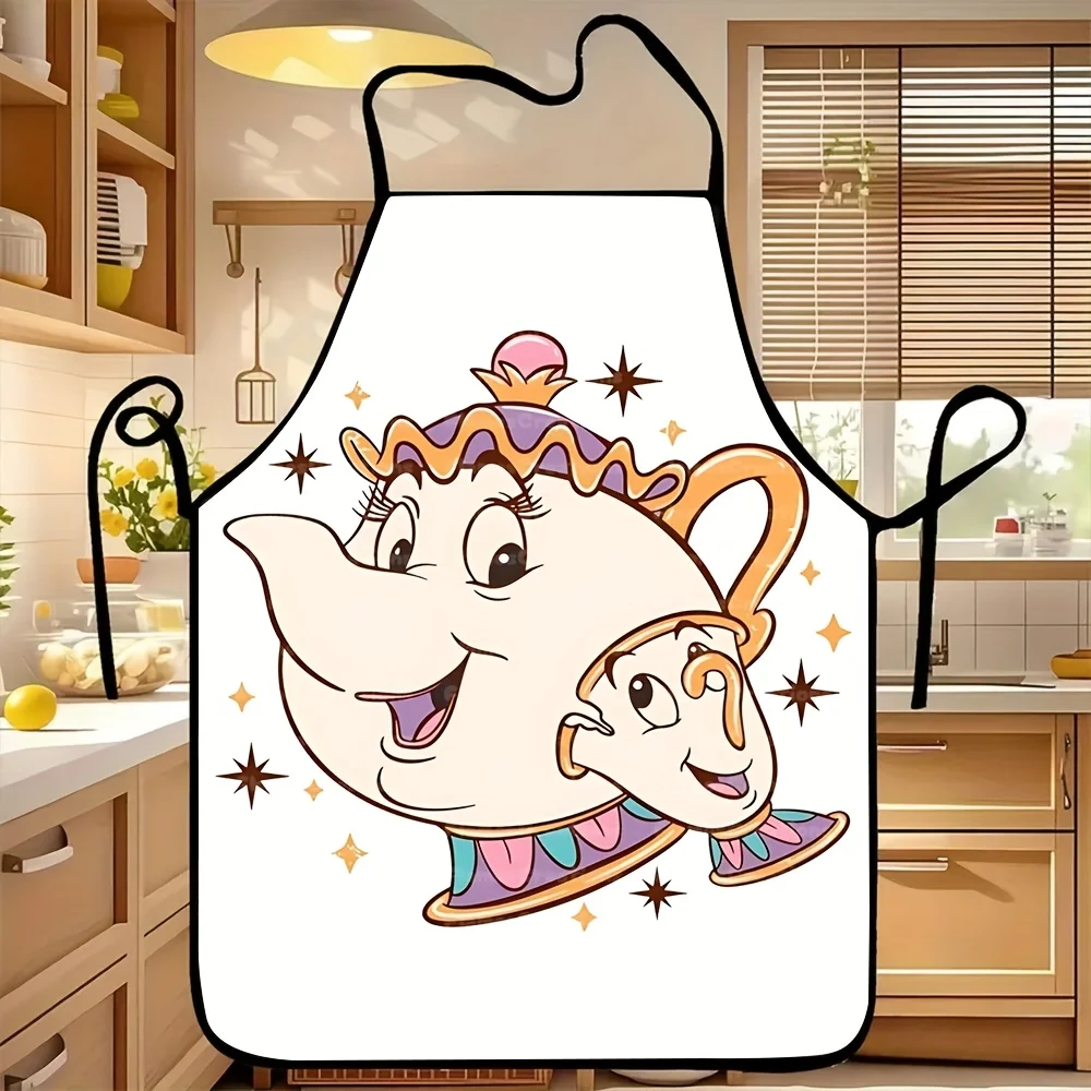 Cartoon Print Apron, Multi-Scene Use, Universal Apron for Baking, Painting, Kitchen & Household Cleaning