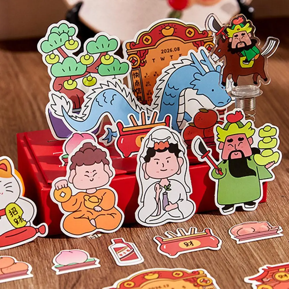 الحلي الصغيرة إله الثروة ملاحظة الحظ مع درج بطاقة العملي مخصصة 2026 سنة أجندة مكتبية /رزنامة مكتبية تقويم مخصص