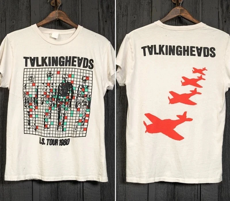 Camiseta de la gira por EE. UU. de Talking Heads de 1980, camiseta unisex con estampado de doble cara, camiseta con estampado retro, camiseta conmemorativa para fanáticos
