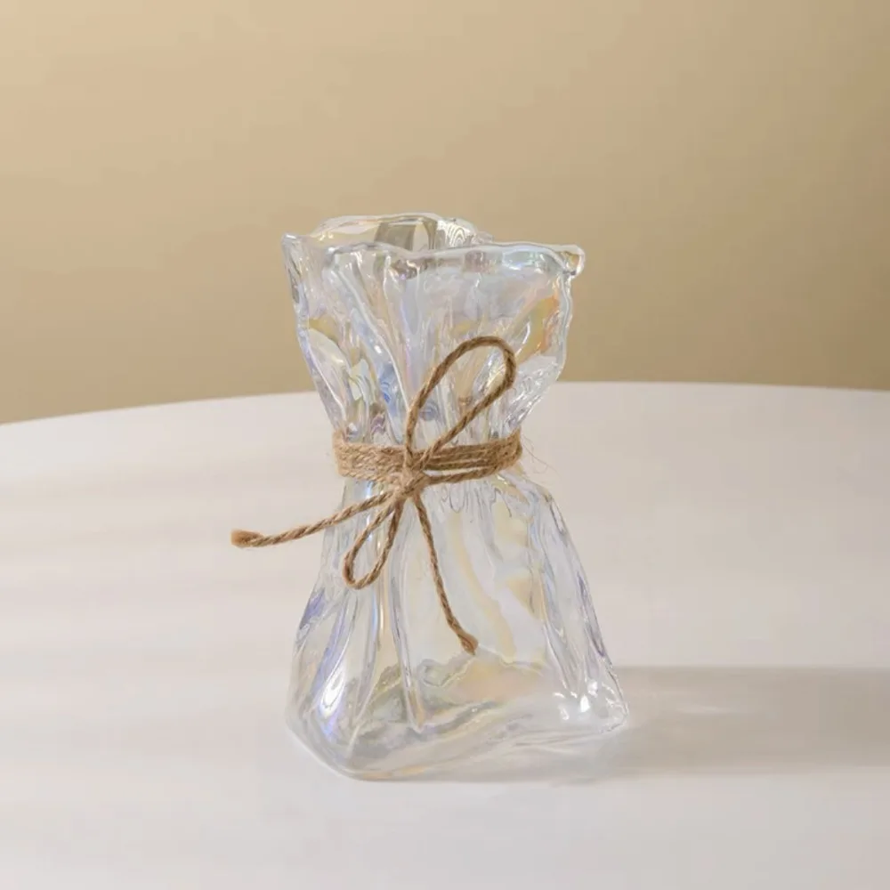 

Creative Transparent Irregular Glass Vase Minimalist with Rope Hydroponic Vase Romantic Art Flower Vase Homestay Decoration