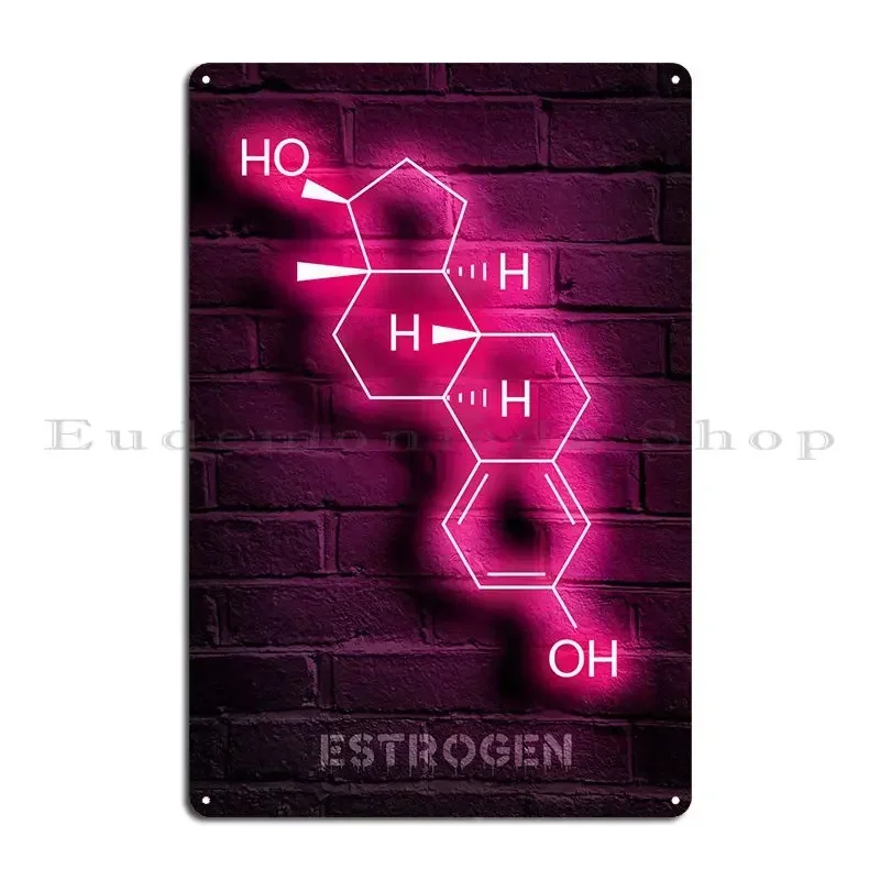 Estrogen Neon Molecule Metal Sign Printed Pub Home Cinema Garage Tin Sign Poster
