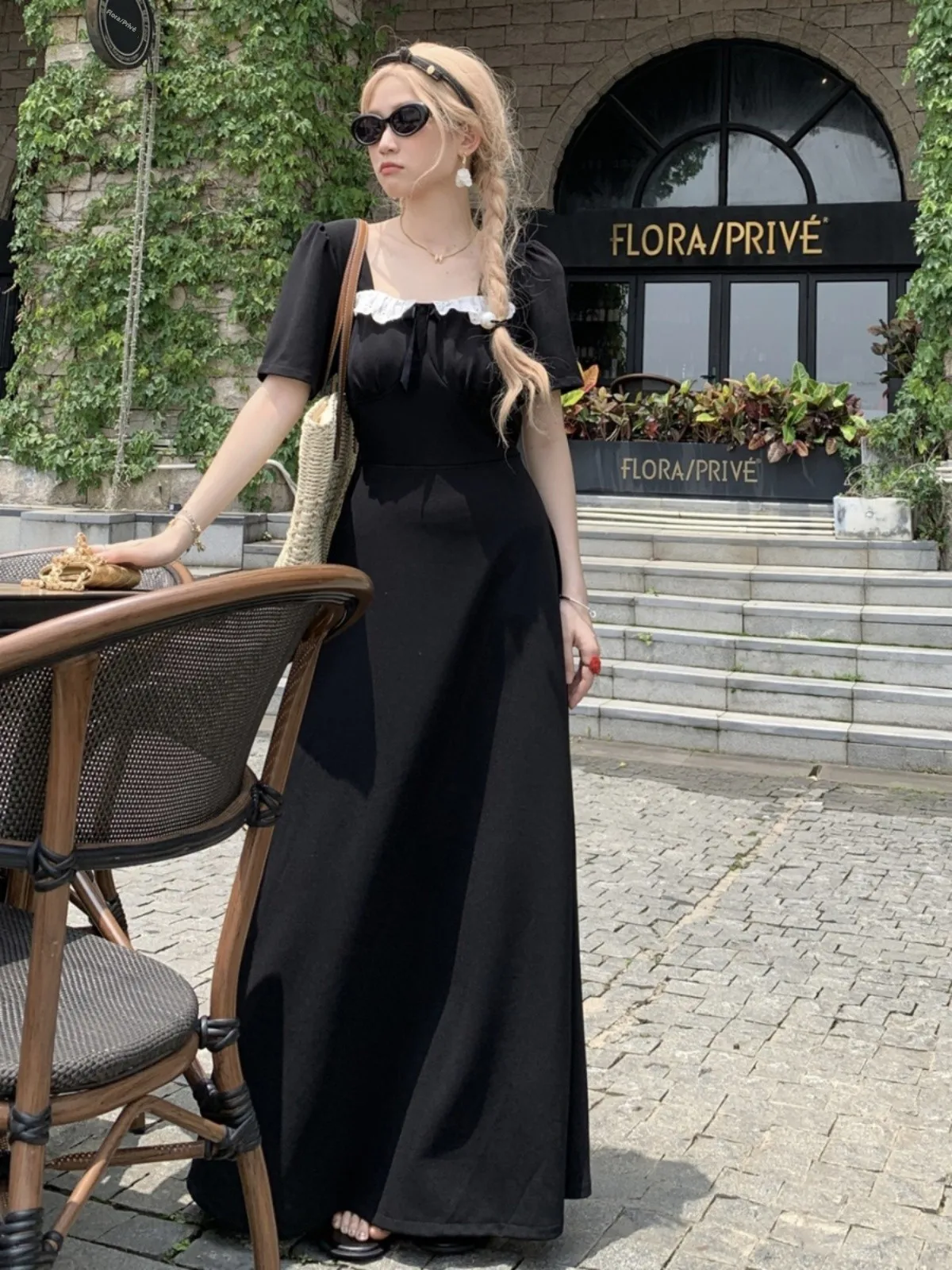 

Новое летнее женское платье больших размеров с кружевными вставками, квадратным вырезом, длинное, с завышенной талией, для повседневной носки, фасон «бабочка»