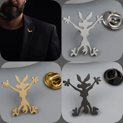 Fun cartoon rabbit gold-plated badge, silver lapel pin, men's collar brooch black, formal suit accessories, gift for father