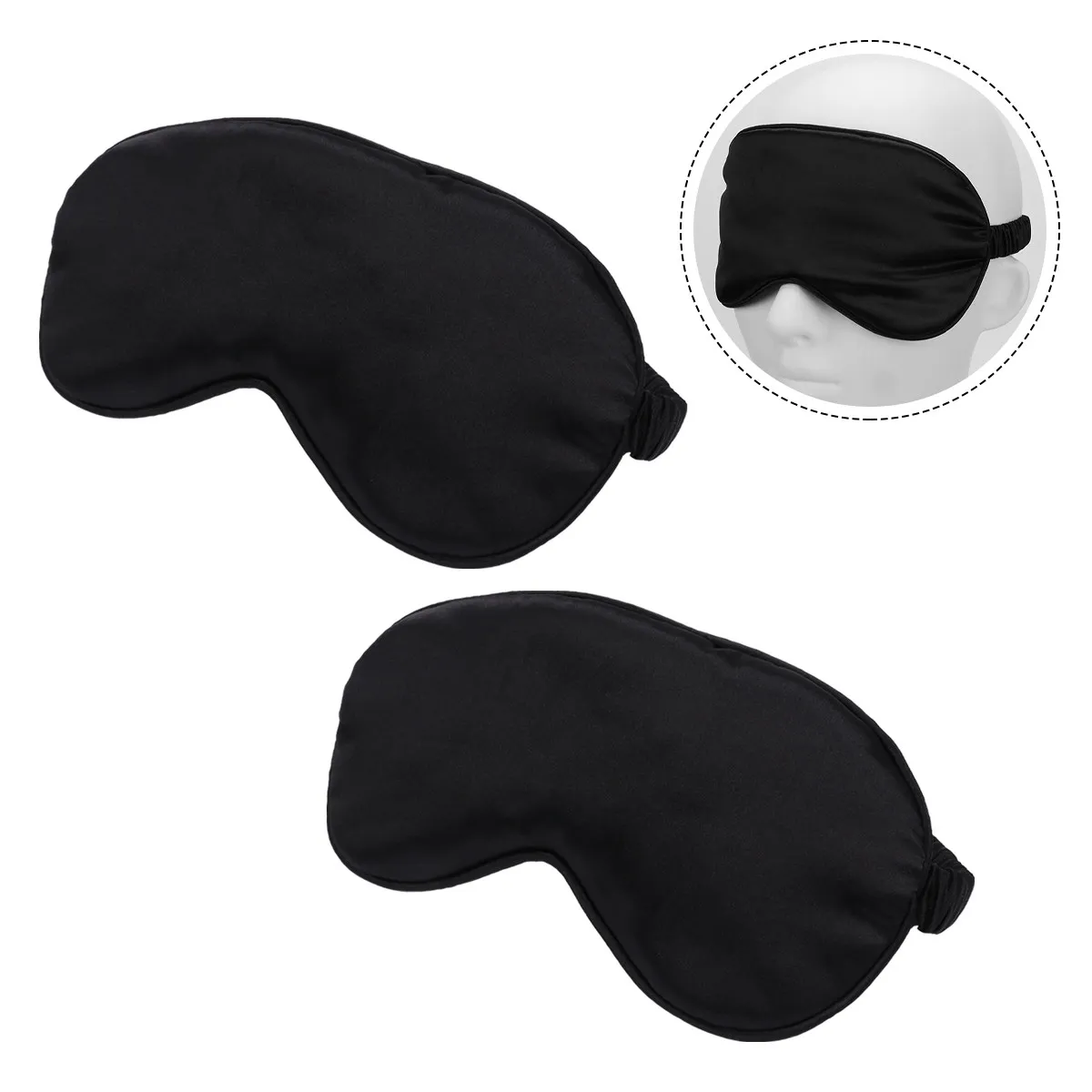 2Pcs Premium Silk Sleep Eye Mask Soft Washable Lightweight Eye Shade for Men Women Train Plane Conference Deep Sleep