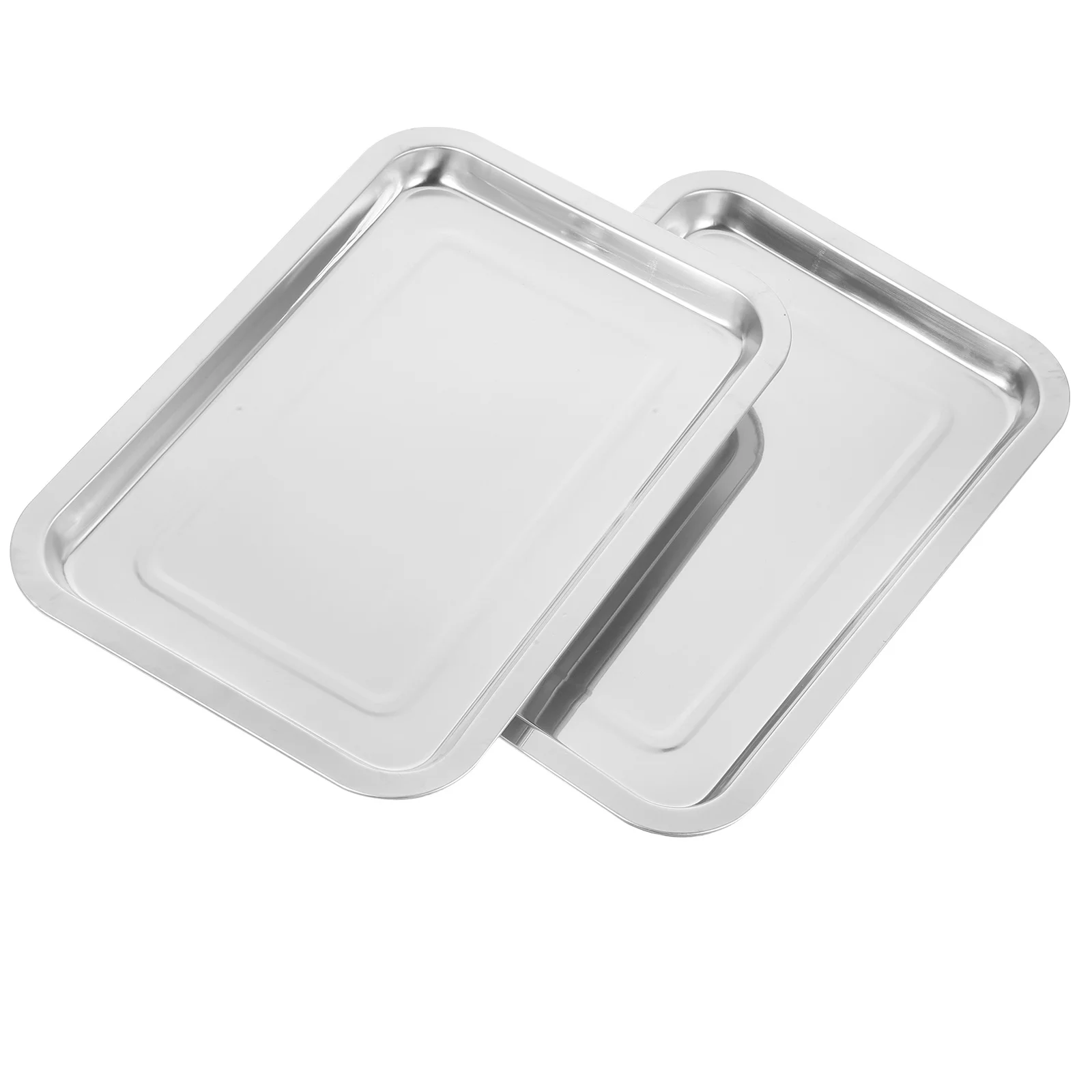 

2Pcs Tattoo Stainless Steel Tray Professional Tattoo Table Station Tray Raised Edge Organizing Supplies Tattooing Supplies