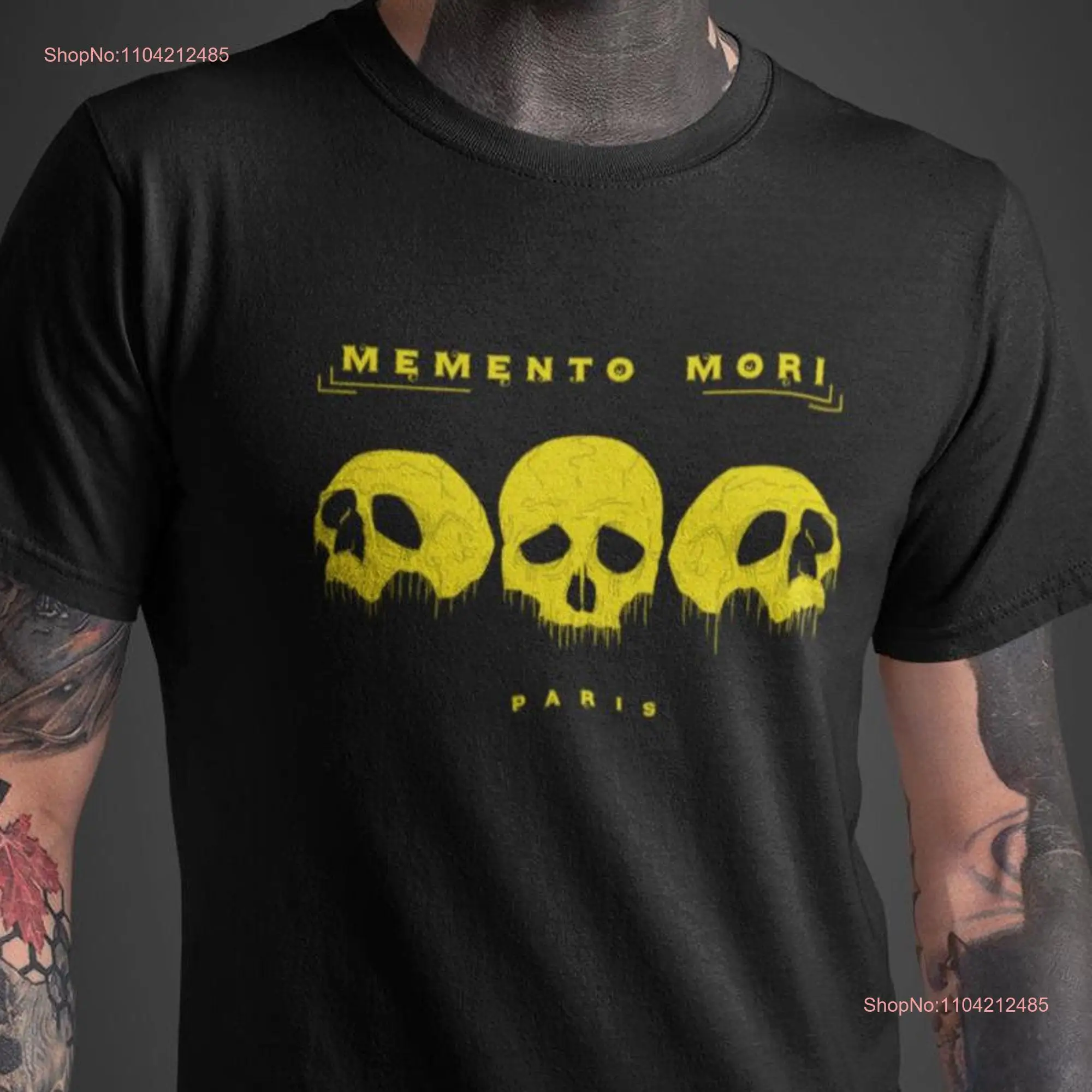 Memento Mori Yellow T shirt Skull Marcus Aurelius Vivere Goth Clothing Fashion Momento Stoicism Gladiator