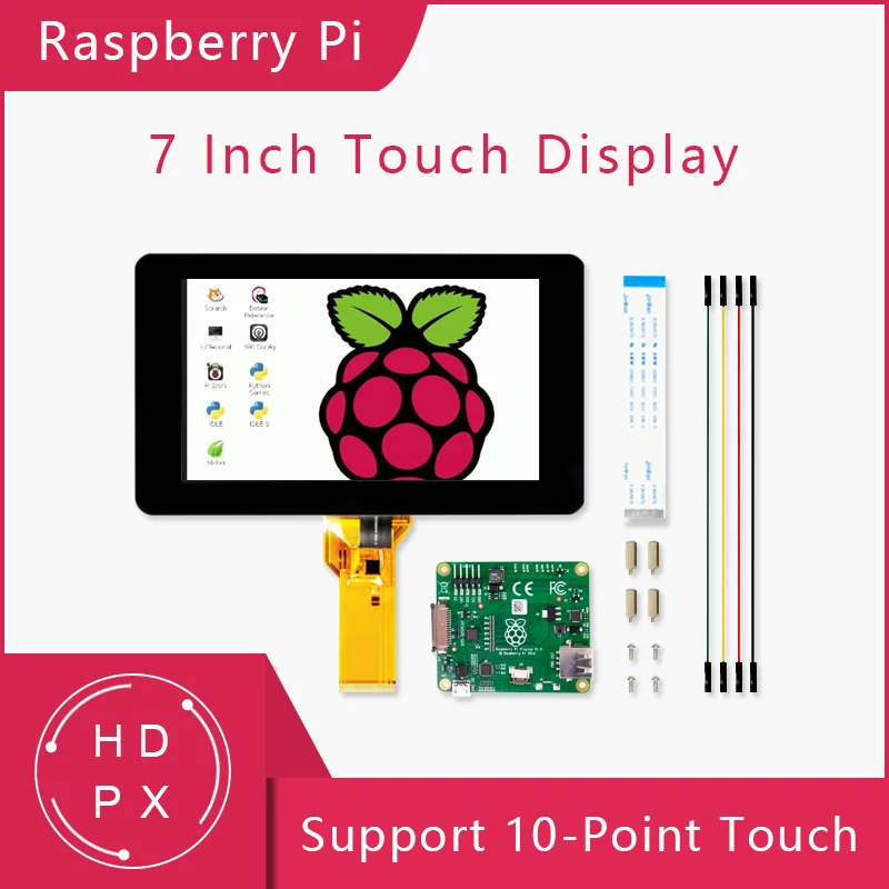 

Оригинальный 7-дюймовый сенсорный экран Raspberry Pi 800 × 480 пикселей, поддержка сенсорного экрана с 10 пальцами Pi 4/3B/3B +/3A +/2B