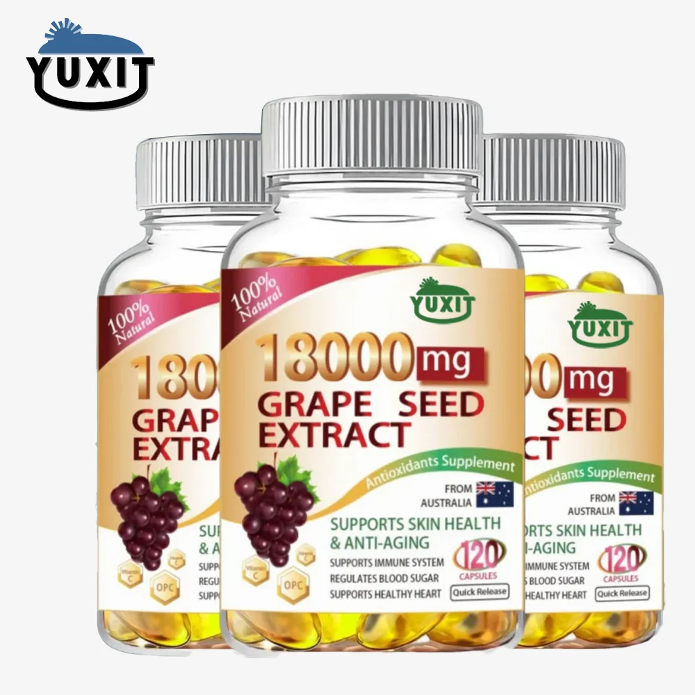 

YUXIT Grape Seed Extract Anthocyanins for Maximum Absorption, Powerful Antioxidant & Anti-Aging Pills Skin Health