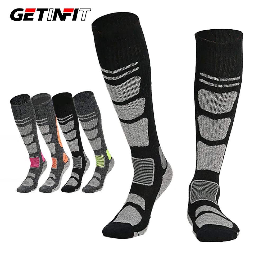 

Спортивные носки GETINFIT для походов, альпинизма выше колена, мериносовая шерсть, длинная трубка, теплая утолщенная дышащая амортизирующая поддержка свода стопы