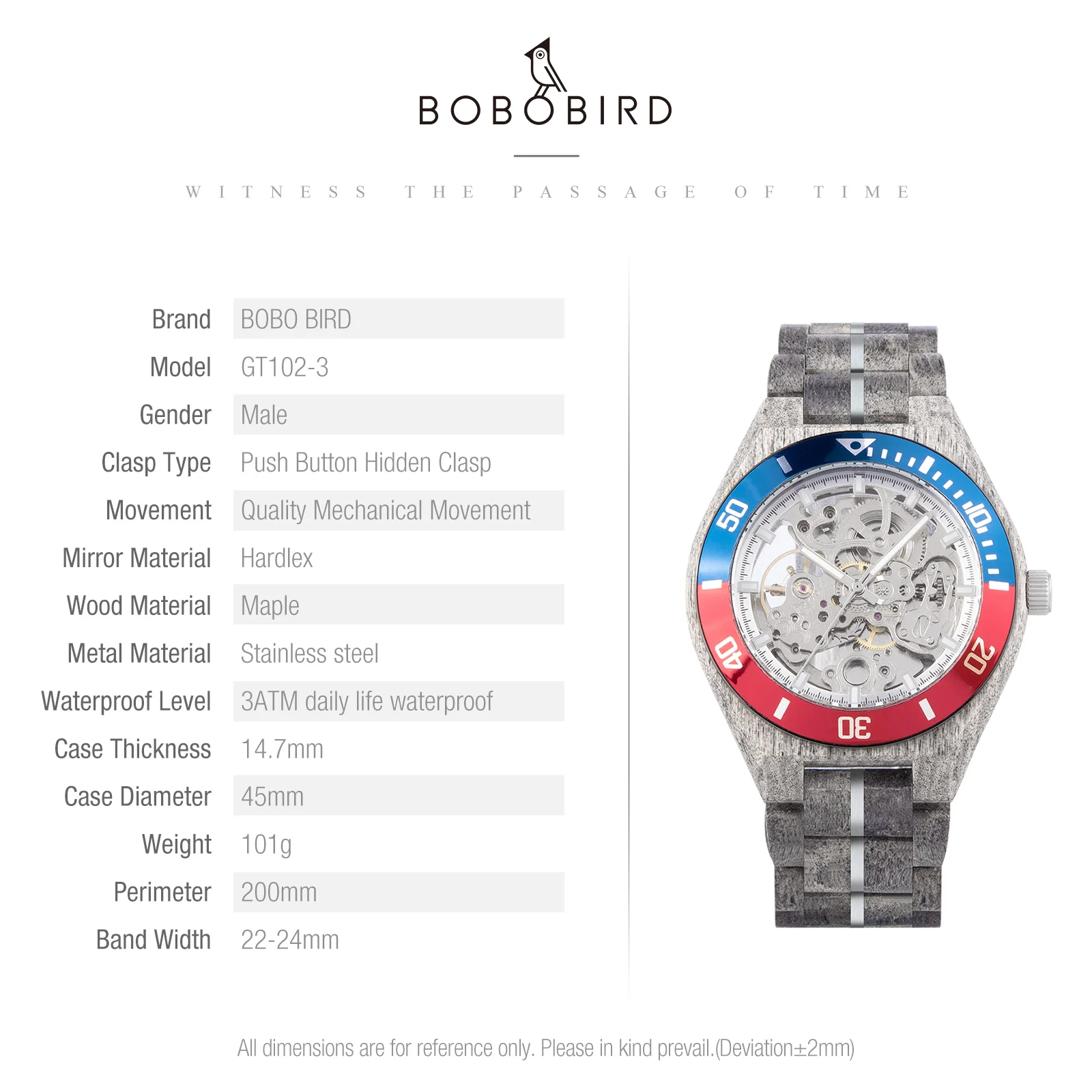 BOBO BIRD Wooden Automatic Mechanical Watch Men New Top Luxury Wristwatch Fashion Luminous Clock Great Gift Wood Box Custom Logo