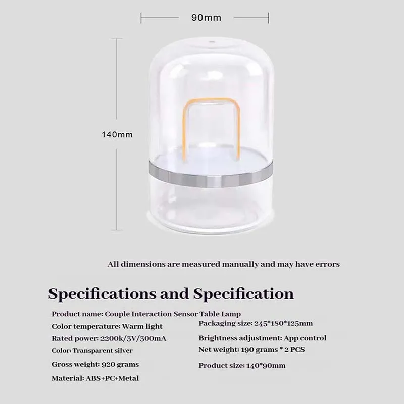 Tuya Wifi رومانسية محيطة مزدوجة شخص التعريفي المسافة غرفة نوم الاستشعار هدية الجدول مصباح ضوء الليل الذكية لعشاق #6