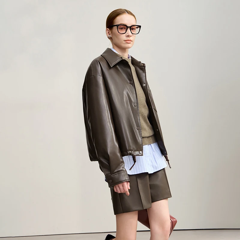 AMII Donsjas Vrouw 2025 Winter Nieuwe Moderne Warme Vrouwen Top Jas Rechte Veelzijdige Bontkraag PU Lederen Donsjack 12554040